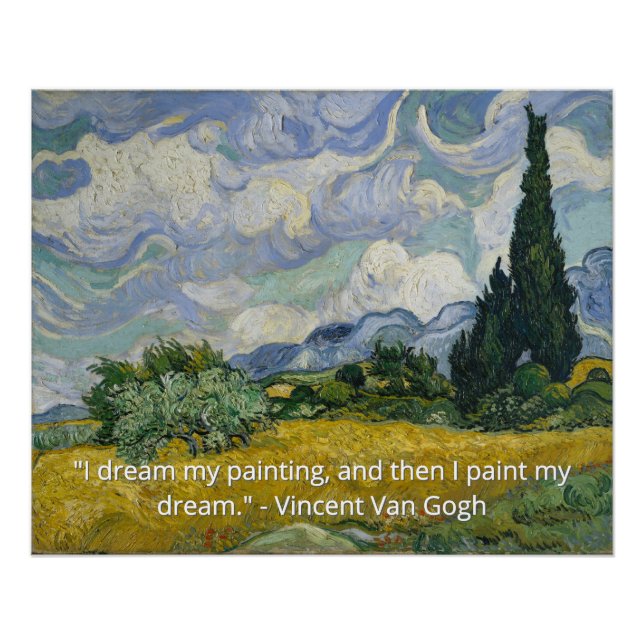Poster Champ de blé Van Gogh avec citation d'art Cypress (Devant)