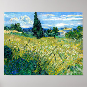 Poster Champ de blé vert avec Cypress (1889) Van Gogh Art