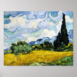 Poster Champ de blé Vincent Van Gogh avec Cyprès