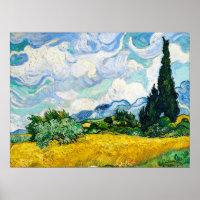 Champ de blé Vincent Van Gogh avec Cyprès