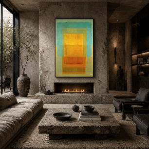 Poster Champ de couleur or turquoise Art abstrait moderne