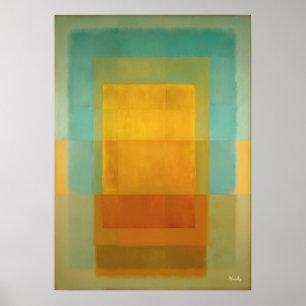 Poster Champ de couleur or turquoise Art abstrait moderne