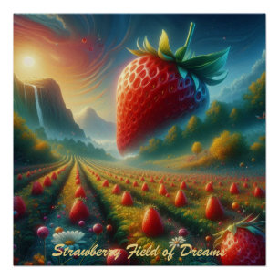 Poster Champ de fraises de rêves