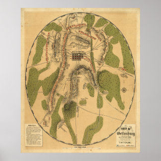 Poster Champ de Gettysburg, 1er, 2 et 3 juillet 1863