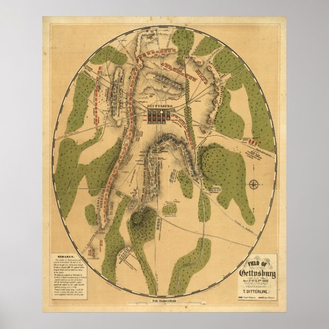 Poster Champ de Gettysburg, 1er, 2 et 3 juillet 1863 (Devant)