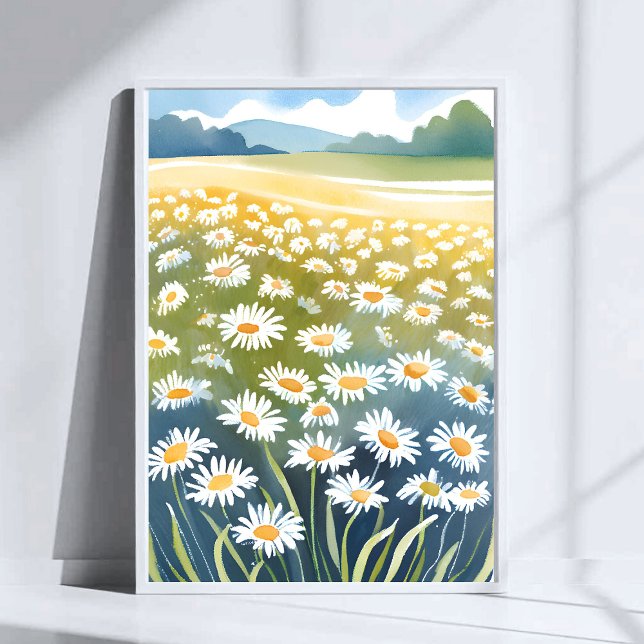 Poster Champ de marguerites | Peinture florale de prairie (Créateur téléchargé)