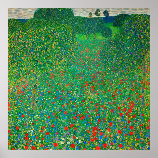 Poster Champ de pavot par Gustav Klimt (Devant)