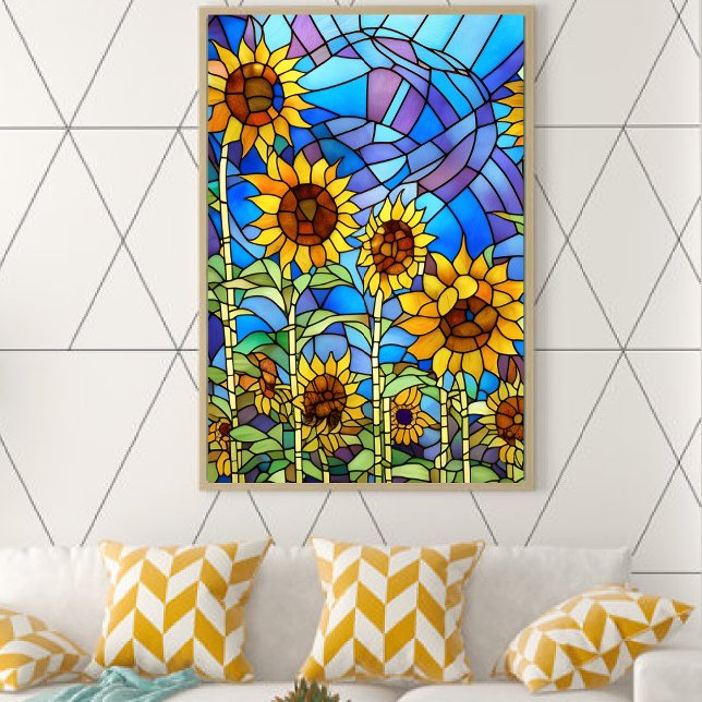 Poster Champ de verre tendu des tournesols (Créateur téléchargé)