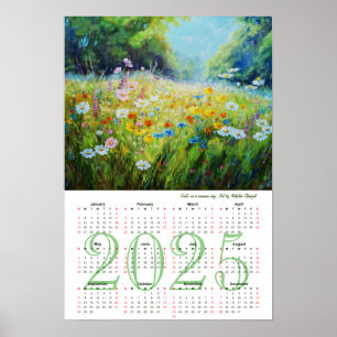 Poster Champ en journée estivale. Calendrier d'Art Fin 20