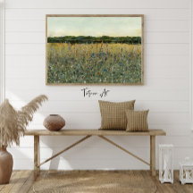 Champ Fleurs sauvages de prairie Peinture Vintage