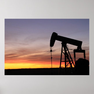 Poster Champ pétrolifère au lever du soleil