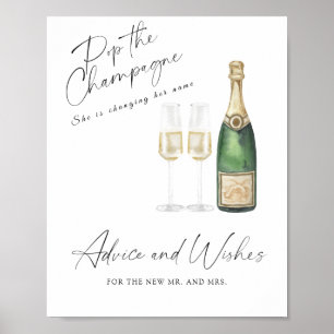 Poster Champagne Bride douche - conseils et souhaits