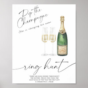 Poster Champagne - Chasse aux cernes jeu de douche nuptia