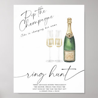 Poster Champagne - Chasse aux cernes jeu de douche nuptia