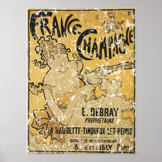 Poster Champagne de France-1899 - en détresse (Devant)