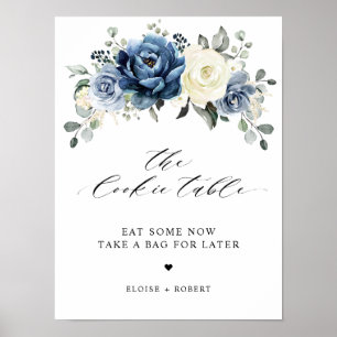 Poster Champagne Ivoire Bleu Poussiéreux Floral The Cooki