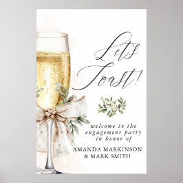 Poster Champagne Let's Toast Winter Engagement Welcome