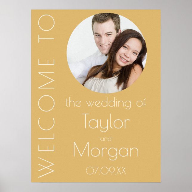 Poster Champagne Moderne Tonale Photo Mariage Bienvenue (Devant)