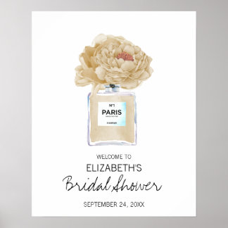 Poster Champagne Peonies Fête des mariées Florale Bienven
