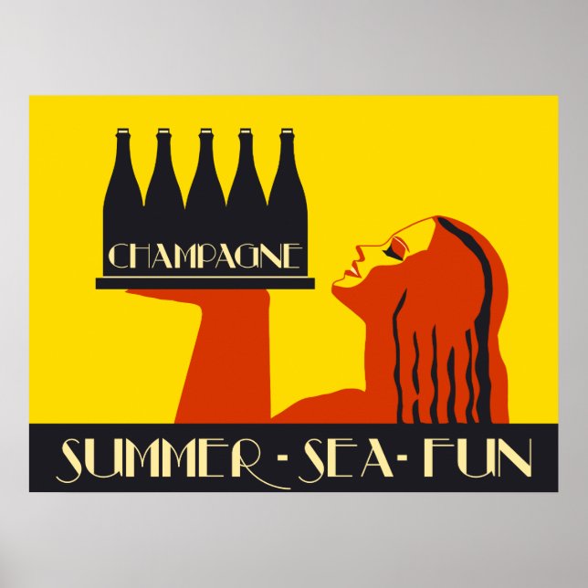Poster Champagne Summer Sea Fun (Devant)