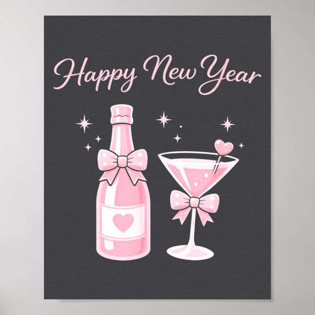Poster Champagne Swea Martini Coquette Happy New Year Par (Devant)