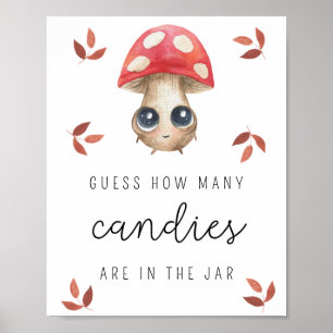 Poster Champignon - Combien de bonbons jeu de baby shower
