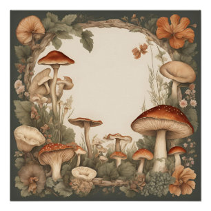 Poster Champignon Cottagecore