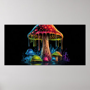 Poster Champignon de néon de couleur