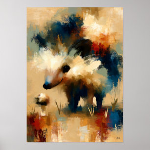 Poster Champignon Harinezumi Bébé Hérisson Mignon Art Kaw