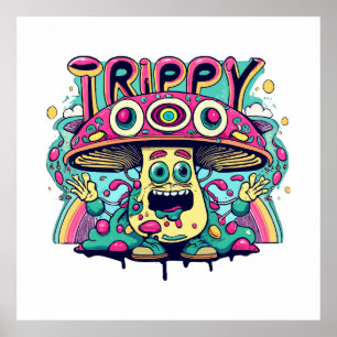 Poster Champignon Heureux Tripant
