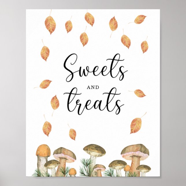 Poster Champignons - bonbons et friandises baby shower (Devant)