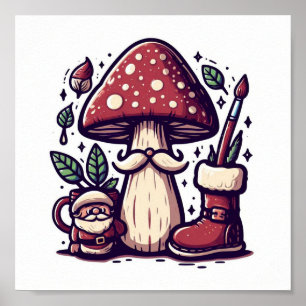 Poster Champignons Core Père Noël