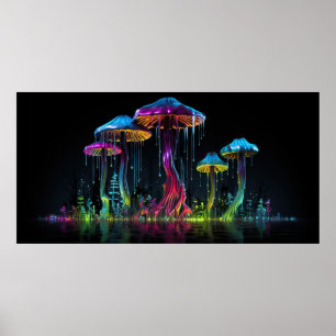 Poster Champignons de style psychédélique
