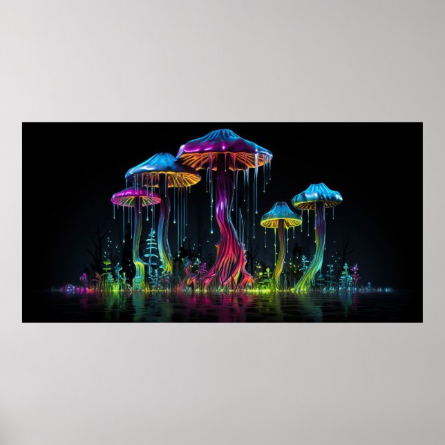 Poster Champignons de style psychédélique (Devant)