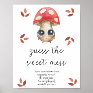 Poster Champignons - devinez le doux baby shower de la pa