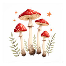 Champignons et éléments botaniques de l'Agaric de 