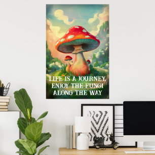 Poster Champignons lunaires avec paysage onirique
