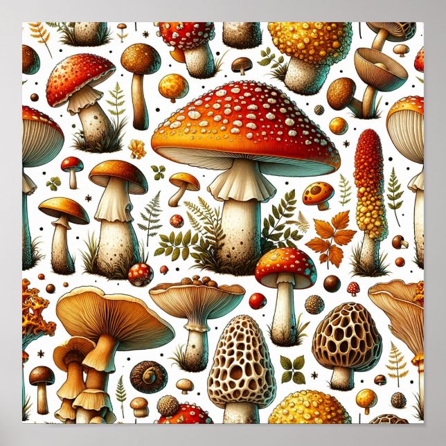 Poster Champignons sauvages Whimsical (Devant)