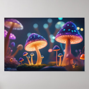Poster Champignons violets de nuit