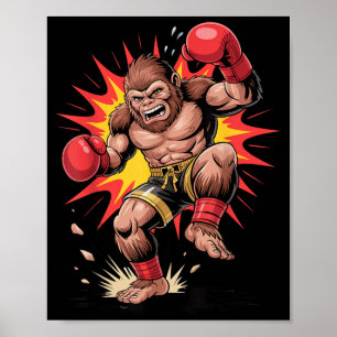 Poster Champion de boxe Gorilla Rétro Arcade Combatant Si