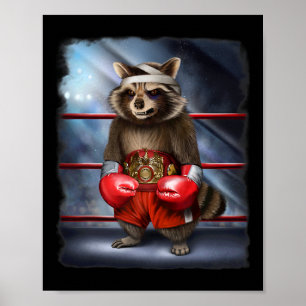 Poster Champion de boxe Raccoon Fighter