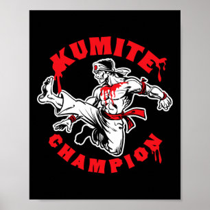 Poster Champion de Kumite Sports de sang Karaté Kung Fu C