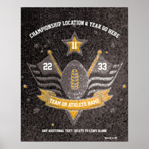Poster Championnat de football sportif Blac et Gold Parti