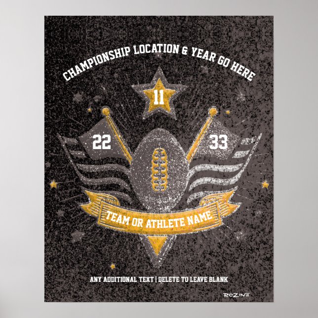 Poster Championnat de football sportif Blac et Gold Parti (Devant)