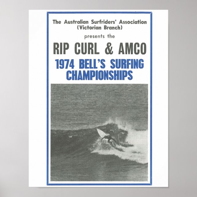 Poster Championnats de surf de Bells 1974, compétition de (Devant)