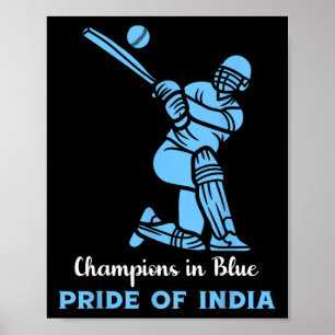 Poster Champions en bleu fierté de l'Inde Pl de cricket i