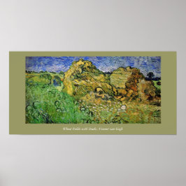 Poster Champs de blé avec des piles, Vincent van Gogh