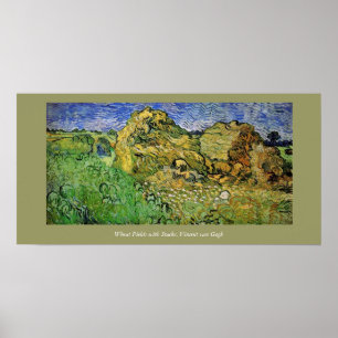 Poster Champs de blé avec des piles, Vincent van Gogh