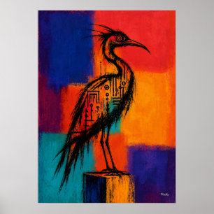 Poster Champs de couleur de l'oiseau de rivage expression