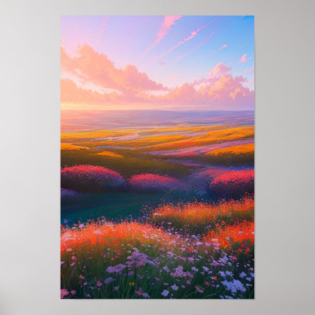 Poster Champs de couleurs florissantes (Devant)